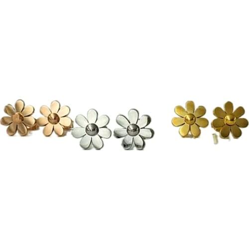 Free Shipping Small Flower Rose Gold Color / Gold Colour / Silver Color Stainless Steel Stud Earrings