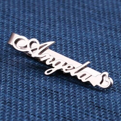 Custom Sterling SIL brooch fashion DIY pin logo name badge exclusive letter tie clip scarf buckle