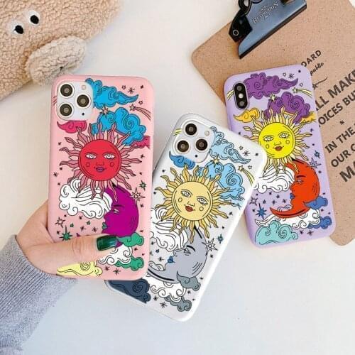 Color Sun Moon Star Cloud Case For Samsung Galaxy A50 A51 A52 A12 A21S A71 A31 A32 A70 A72 A10 A40 A30 A41 S20 FE S21 Plus Cover