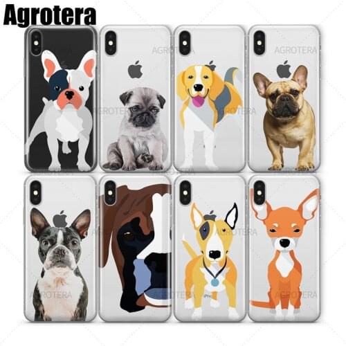 Agrotera Phone Cases Chihuahua Doxie English Bulldog Puppy Clear TPU Case Cover for iPhone 7 8 Plus X XS Max XR