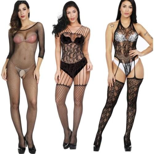 Black Sexy Lingerie Women Plus Size Erotic Lingerie Sex Open Crotch bodystocking Porno Fishnet Bodysuit Underwear Slips Intimate