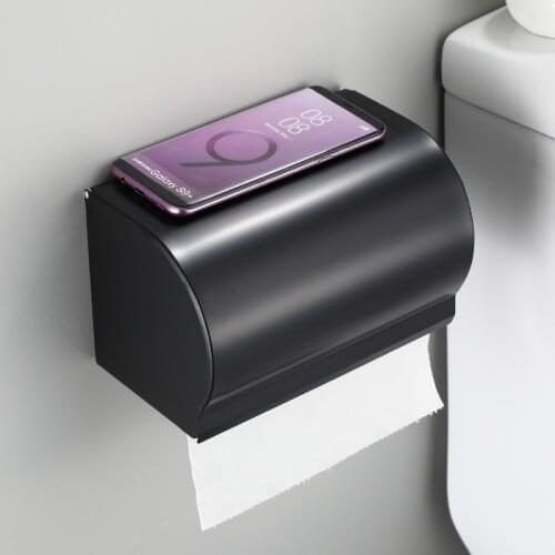 Bathroom Paper Holder Aluminum Black Bathroom Paper Roll Holder Brief Tissue Holder Box Rack Toilet Paper Holder Tissue Boxes