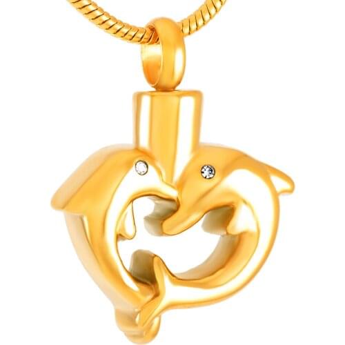 CMJ8491 Urn Charms Dolphins Shape Pet Urn Jewelry Stainless Steel Cremation Urn Necklace for ashes
