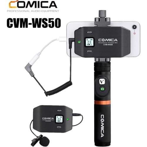 Comica CVM-WS50 6 Channels Wireless Lavalier Lapel Microphone for iPhone Samsung Huawei Android Phone