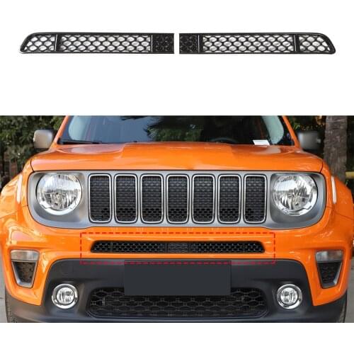 For Jeep Renegade 2019 2020 Front Grille Mesh Insect Net Decoration Cover Trim Sticker ABS Chrome Car Exterior Accessories