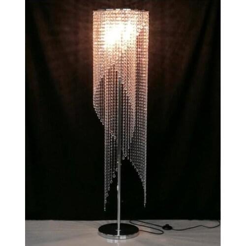 European modern luxury led remote control creative dimming shop bedroom living room design K9 crystal floor lamp for bed