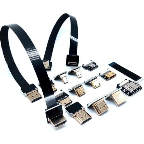 FPV Micro HDMI Mini HDMI 90 Degree Connector FPC Flexible Flat HDMI Ribbon Cable FFC pitch 20pin for Drone Gopro DSLR gimbal kit