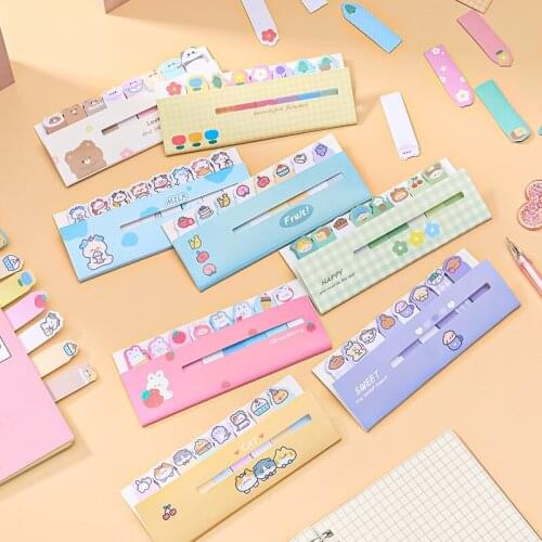Kawaii Animal Sticky Notes Memo Pad Index Classification Cute Sticker Marker Bookmark Page School Office Stationery Supplies