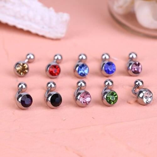 1pcs Piercing Navel Surgical Steel Single Crystal Rhinestone Belly Button Rings Navel Piercing Ombligo 1.2x10x4mm Ball Nombril