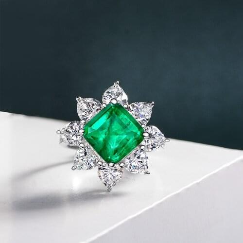 High Quality Real 925 Sterling Silver AAAAA Cubic Zirconiat Engagement Green Design Ring For Women Party Jewerlry
