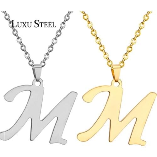 LUXUSTEEL Collares Gold Color Initial Necklace 2020 Hot Sale Stainless Steel Letter Pentant Necklace Alphabet Jewelry For Women