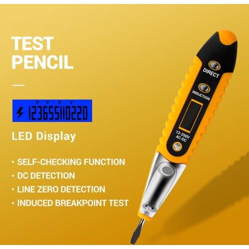 Contact Tester Pen AC DC 12-250V Voltage Detector Tester Volt Current Electric Test Pencil