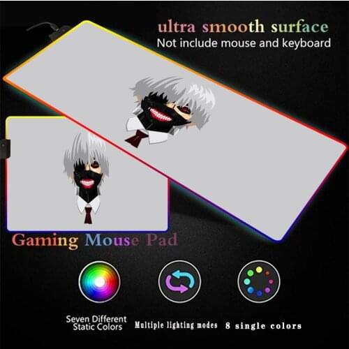 Anime Tokyo KanekiKen RGB Mousepad HD Printed Polygon Pad Computer Laptop Keyboard Mice Mats Support 7 Colors for Player
