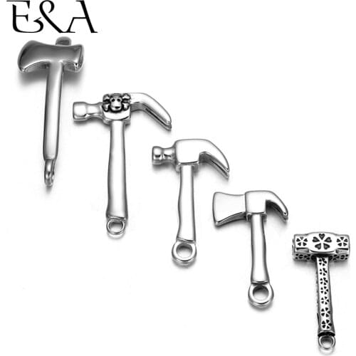 Stainless Steel Leather Cord Hooks Hammer Connector with Skull Polished Jewelry Making Accessories Rope Bracelet Clasp DIY Charm