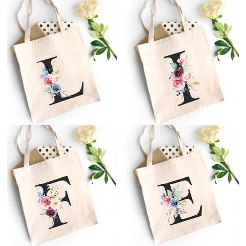 Summer Flower Letter Printed Shoulder Bags Large Capacity Wild Messenger Bag Fun Handbag Travel Canvas Tote Female Shopping Bag