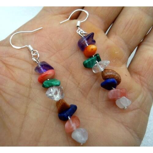 Fashion Natural stone Quartz Crystal tiger eye aventurine Turquoises Earrings pendant Jewelry making Earrings Accessories A2