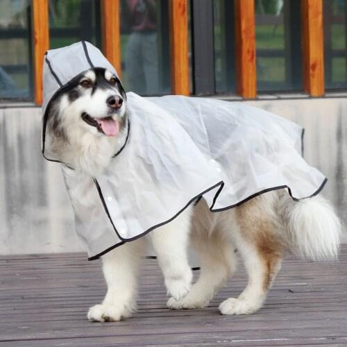 Fashion Transparent Dog Raincoat for medium Large Dog Golden Retriever Big Dog Rain Coat Waterproof Poncho Pet Clothes