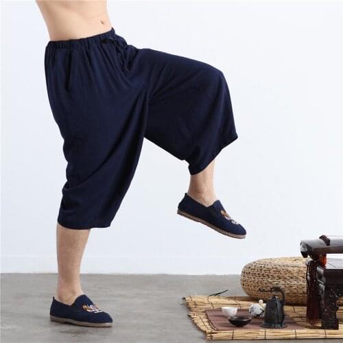 Men Yoga Pant Cotton Linen Quickly Dry Loose Wide Leg Sweatpant Baggy Jogger Gym Workout Running Casual Sport Pant Sportswear