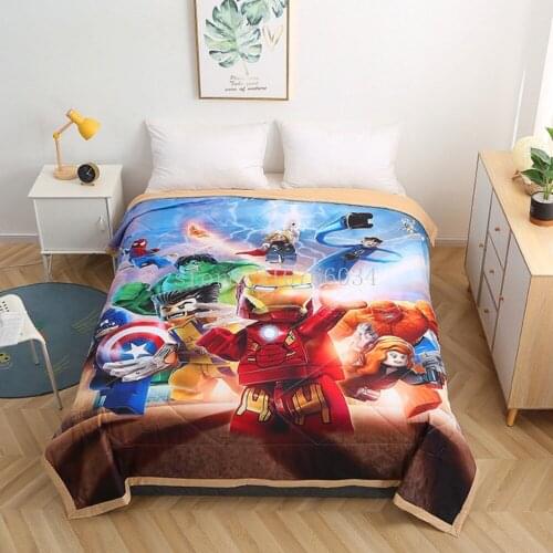 Soft Disney Spiderman Summer Quilt Cartoon The Avengers Thin Bedding For Baby Boys Girls Children Blanket Air-conditioned Room