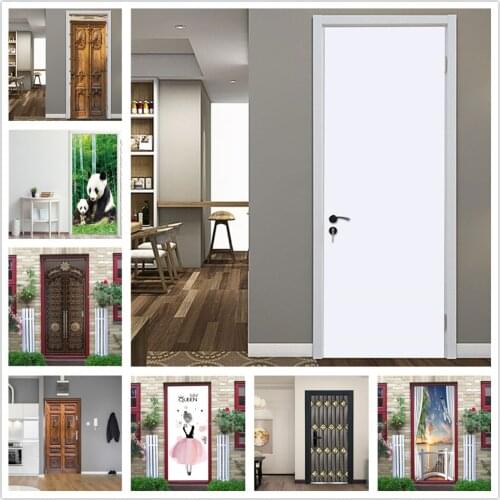 No Pattern Door Decals Self-adhesive Waterproof Removable Wallpaper Home Decor Stickers on the Doors Wall Art Mural deursticker
