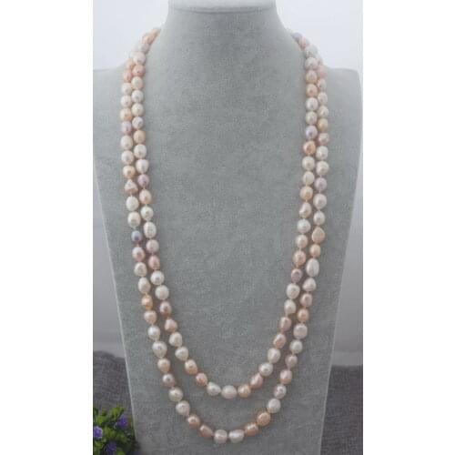 NEW Natural 62'' Multi color Baroque pearl Necklace