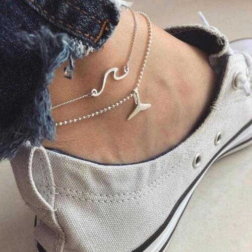 New Anklet Fashion Jewelry Popular Beach Anklet Seaside Wave Fishtail Anklets For Women Multi-layer Best Anklets Wholesale