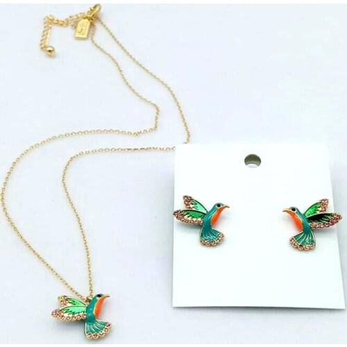 CSXjd Luxury High Quality copper Enamel Glaze Rhinestones Multicolored bird necklace Women fashion necklace jewelry