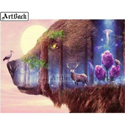 Full square / round diy 5d diamond painting wolf abstract big mountain tree landscape 3D diamond embroidery rhinestone