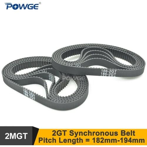 POWGE 10pcs 186/188/190/192/194 GT2 Timing Belt W=6/9mm T=93/94/95/96/97 2GT Closed-Loop Synchronous Belt 188-2GT 186-GT2