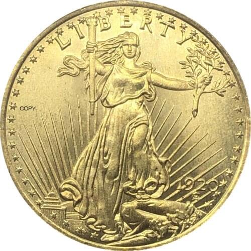 United States of America 20 Dollars Saint-Gaudens - Double Eagle with motto 1920 Brass Metal Copy Coin