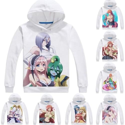 Coolprint Anime Hoodies Monster Musume 3D Hoodies Long Hooded Everyday Life with Monster Girls Miia Papi Cosplay Sweatshirts