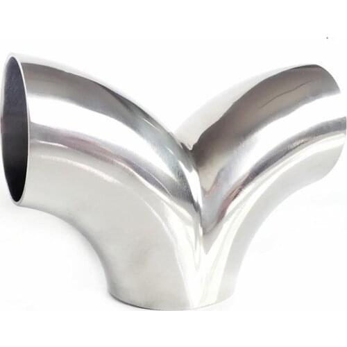 76mm 3" Pipe OD Butt Welding Y-Shaped Elbow 3 Way SUS 304 Stainless Sanitary Fitting Spliter Homebrew Beer Wine
