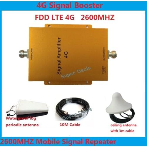 ZQTMAX 4G Mobile Signal Amplifier LTE Repeater 2600MHZ Cell Phone Signal Booster with Logarithmic period antenna + omni antenna