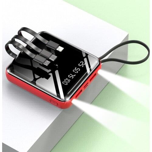 20000mAh Power Bank USB Type C Charger External Battery with Cable Flashlight Powerbank for Xiaomi MI IPhone 8 Samsung Poverbank