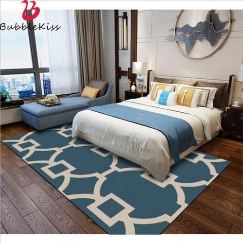 Bubble Kiss European Blue Geometric Carpet Polyester Living Room Decoration Area Rug Bedroom Decor Carpet Floor Mat Hot Sale