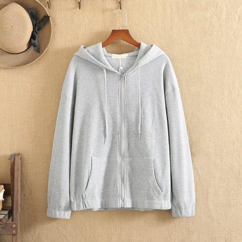 Plus Size Jacket For Women XL-4XL Autumn Woven Cotton Fabric Long Sleeve Hooded Tops Large Size Casual Jacket For Fat Lady Wear