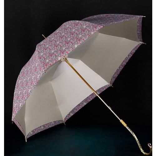 Umbrella Double Layer Long Handle Umbrella Retro Simple Sunny And Rainy Dual-Purpose Long Handle Umbrella Satin Impact Cloth