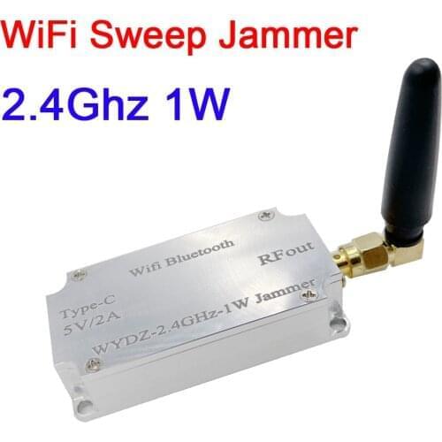 2.4G WiFi signal Sweep Frequency Jammer 1W POWER amplifier + antenna TYPE-C for 2.4GHZ Bluetooth interference shield