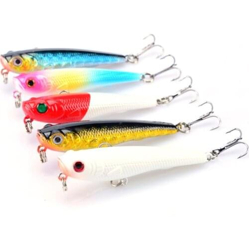 2021 New Floating Topwater Pencil Fishing Lure 6.5cm 7.g Hard Metal Hooks Artificial Bait For Crankbait Pike Bass Carp Fish