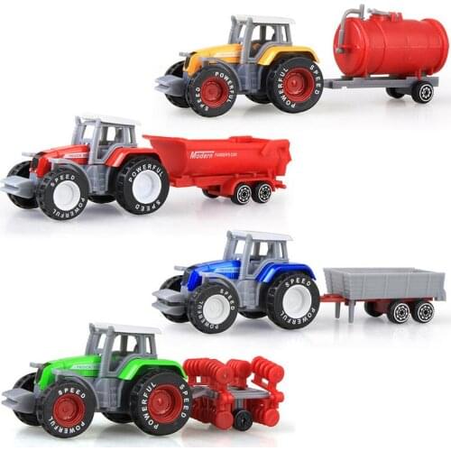 4pcs/set Alloy Engineering Car Simulated Engineering Vehicles Glide Farm Tractor Alloy Car Model Toy Tractor Toy Model Farm Car