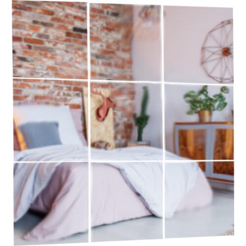 9Pcs Square Mirror Tile Wall Stickers 3D Decal Mosaic Home Room Decoration DIY For Living Room Porch Bedroom Decor