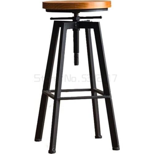 White iron bar chair household rotary lift bar chair solid wood round stool front desk high stool