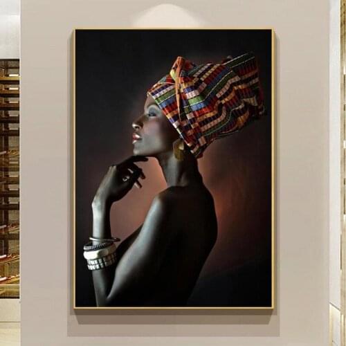 Black Girl With Silver Jewelry African Art Canvas Paintings On The Wall Art Posters And Prints Canvas Pictures For Living Room