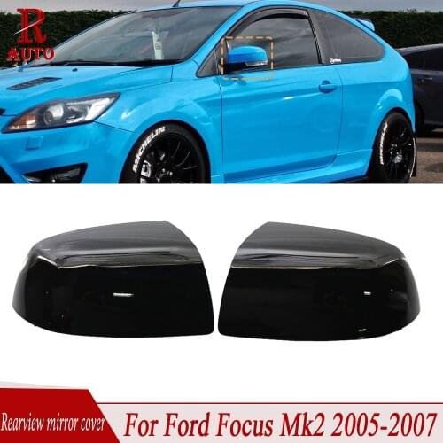 R-AUTO For Ford Focus MK2 2005 2006 2007 1429790 1Pair Carbon Pattern Bright Black Side Rearview Mirror Cover Accessories