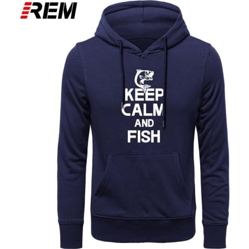 REM Hoodies, Sweatshirts Cool Funny Keep Calm and Fish on Men Fisherman How To Catch Carp Fishing Father Cotton long Sleeve