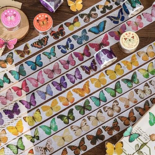 Cute Color Butterfly Collection Series Masking Washi Tape Decorative Adhesive Tape Decora Diy Scrapbooking Sticker Label
