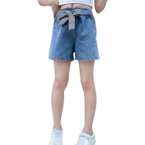 Girls Short Jeans Solid Color Girls Summer Jeans Child Spring Autumn Jeans Kids Casual Style Childrens Jeans Clothes 6 8 10 12