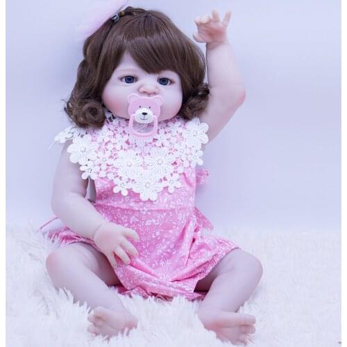 56cm Bonecas Bebe Reborn Menina Non-toxic Silicone reborn Baby Doll Girl Newbron big eyes Princess Doll Birthday Girl Gift toy