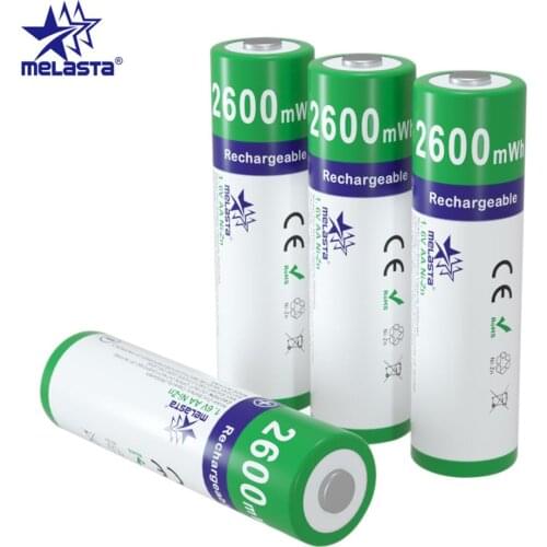 Melasta 4pcs NIZN AA 1.65V 2600mWh Rechargeable Battery 2A Ni-Zn rechargeable batteries for toys MP3 camera Clock free shipping