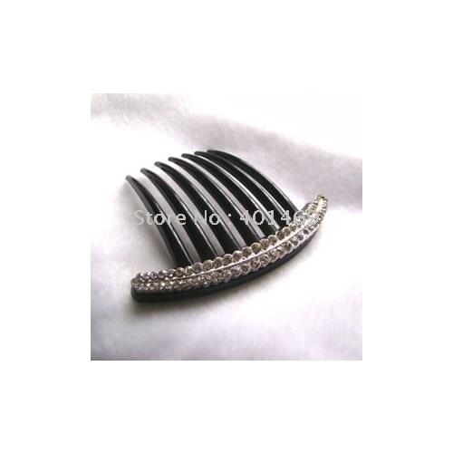 Crystals metal charm plastic hair comb